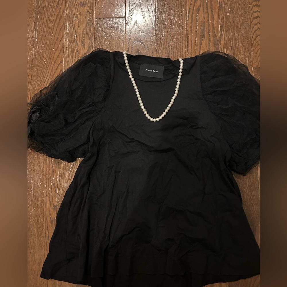 Simone Rocha Black Puff Sleeve Blouse